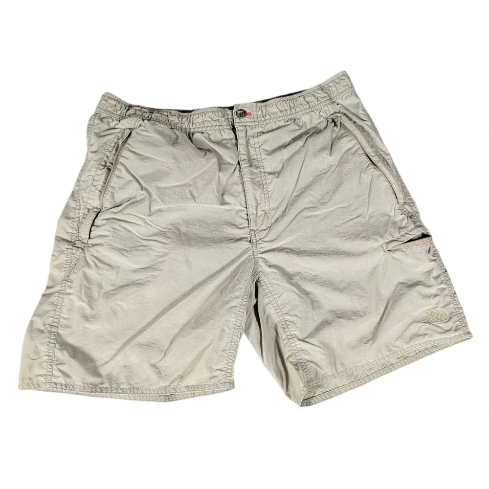 The North Face Mens Khaki Nylon Utility Hiking Shorts Zipper Pockets Regular M